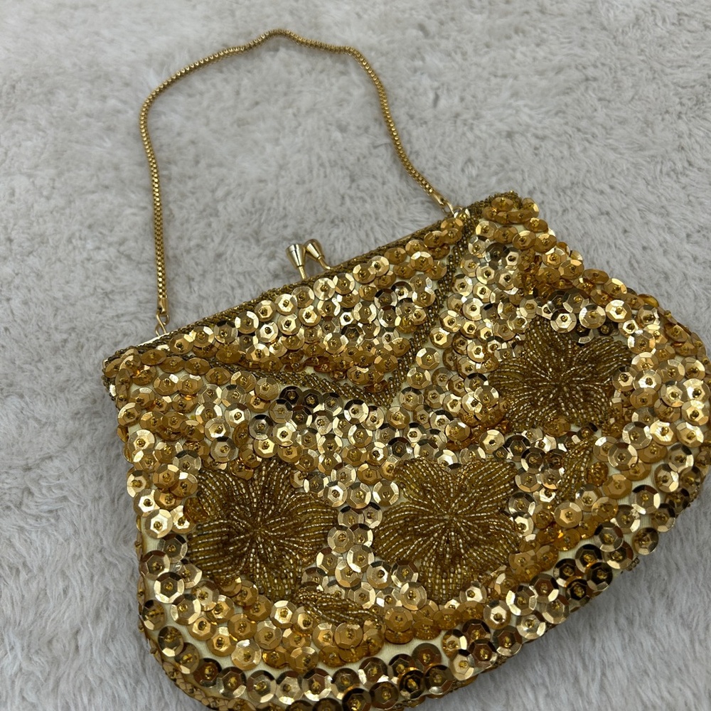 Vintage 1960s Beaded Sequin Handbag Clutch